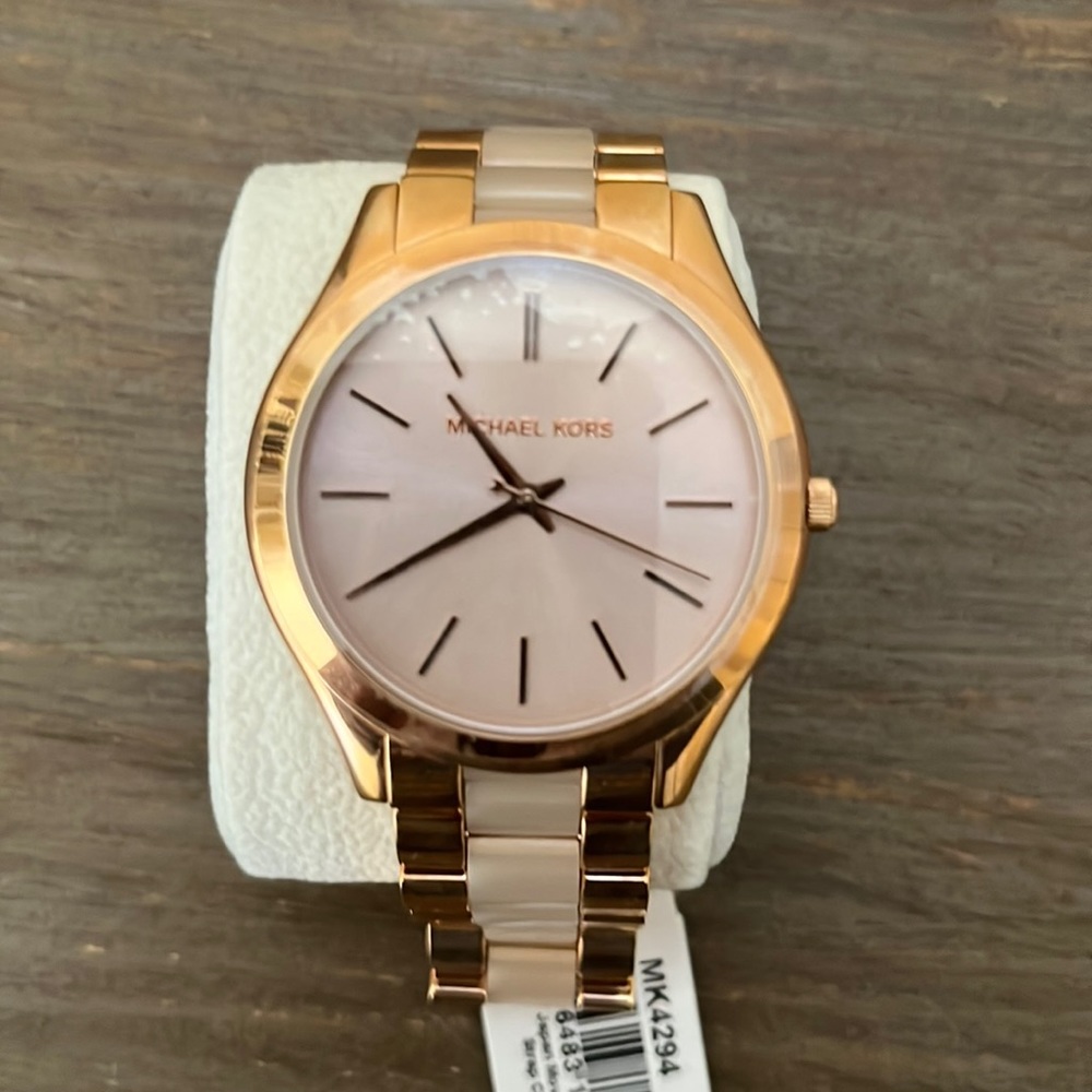 Michael Kors slim runaway rose dial rose gold-tone ladies watch MK4394